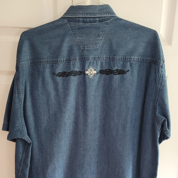 Men's H-D denim short sleeve shirt - Picture 2 of 2